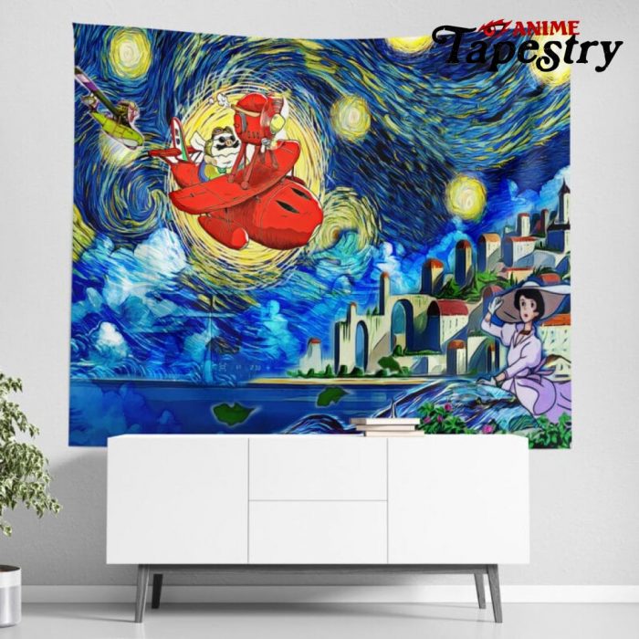 Porco Rosso Starry Night Studio Ghibli Tapestry