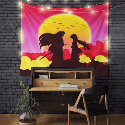 Inuyasha Couple Anime Sunset Tapestry Room Decor