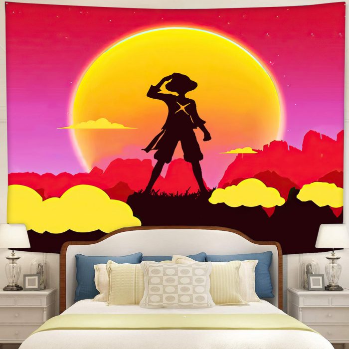 One Piece Luffy Anime Sunset Tapestry Room Decor