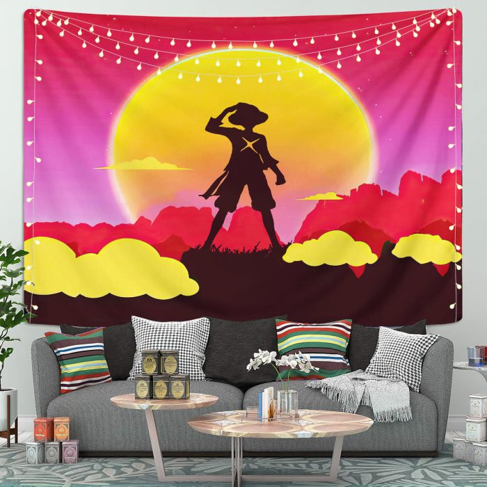 One Piece Luffy Anime Sunset Tapestry Room Decor