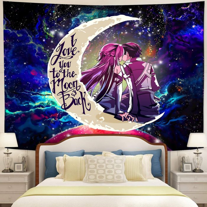 SAO Sword Art Online Asuna Kirito Anime Moon And Back Tapestry Room Decor