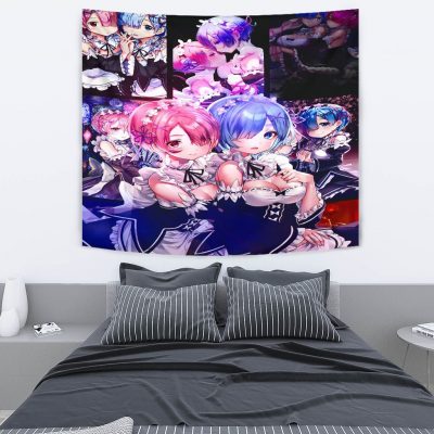 Ram And Rem Anime Girl Re Zero Tapestry Room Decor