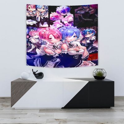 Ram And Rem Anime Girl Re Zero Tapestry Room Decor