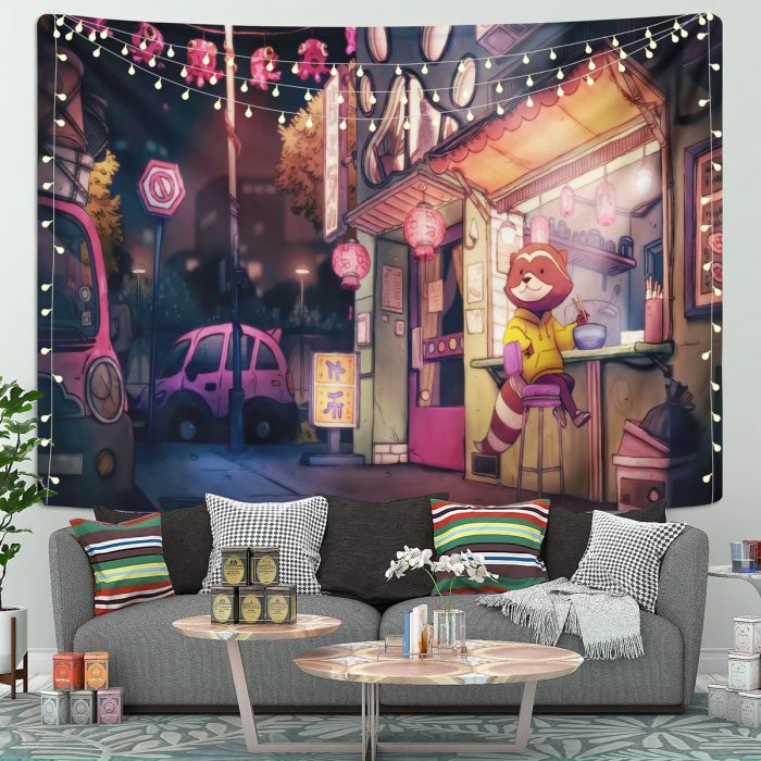 Chill Lofi Anime Tapestry Room Decor