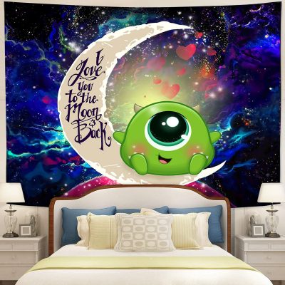 Cute Mike Monster Inc Moon And Back Galaxy Tapestry Room Decor