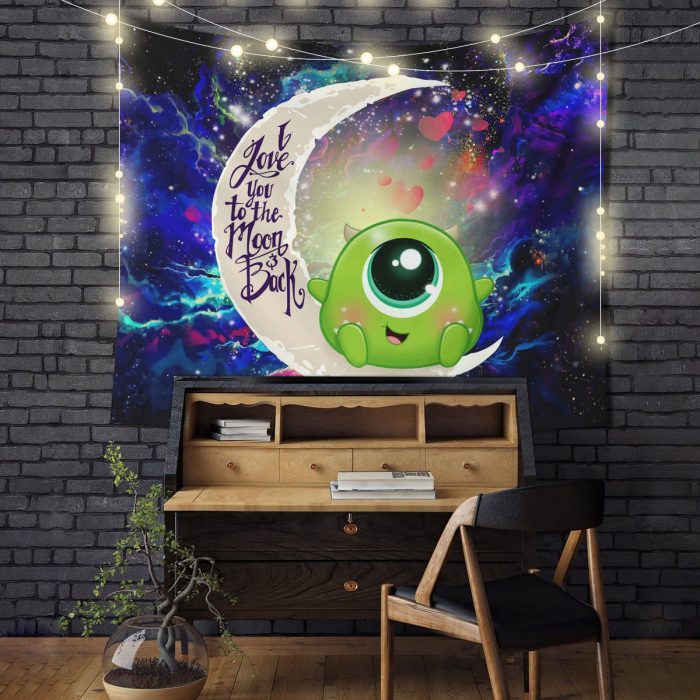 Cute Mike Monster Inc Moon And Back Galaxy Tapestry Room Decor