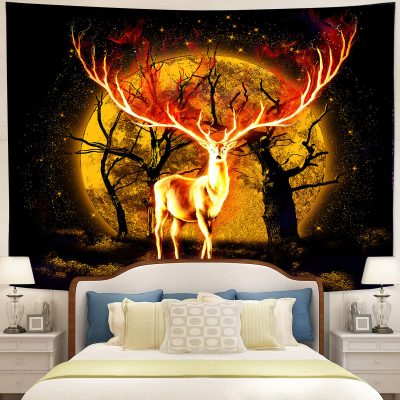 Deer Fire Moonlight Tapestry Room Decor