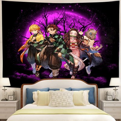 Demon Slayer Team Pink Moonlight Tapestry Room Decor