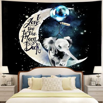 Elephant Love You To The Moon Tapestry Room Decor