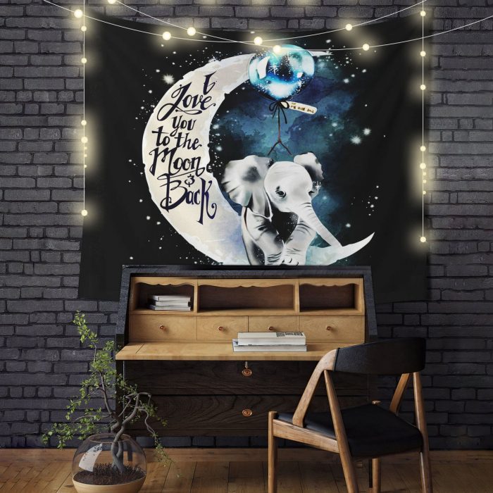 Elephant Love You To The Moon Tapestry Room Decor