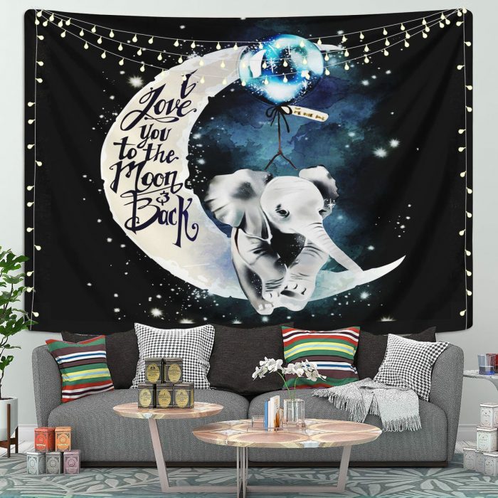 Elephant Love You To The Moon Tapestry Room Decor