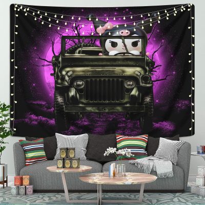 Kuromi Anime Funny Halloween Moonlight Tapestry Room Decor