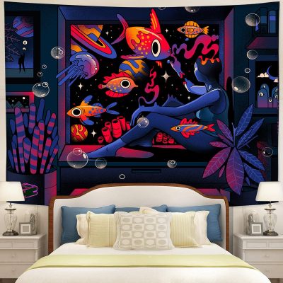 Lofi Sad Anime Tapestry Room Decor