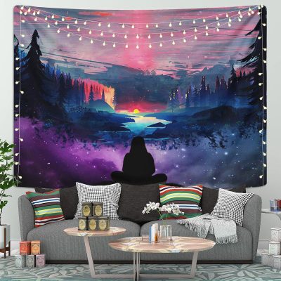 Lofi Chill With Nature Tapestry Room Decor