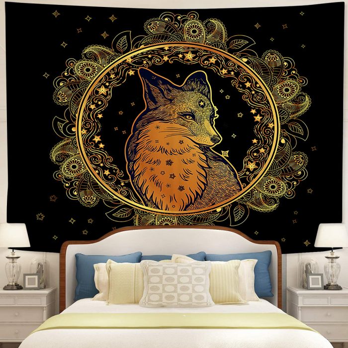 Mandala Fox Tapestry Room Decor