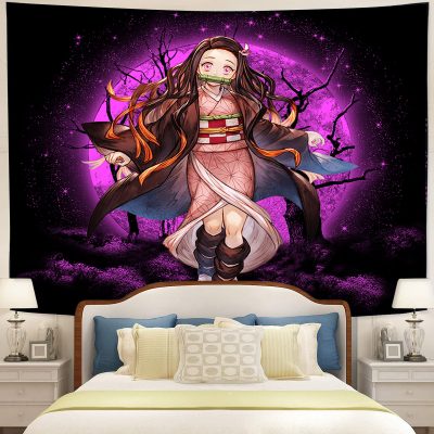 Nezuko Demon Slayer Moonlight Tapestry Room Decor