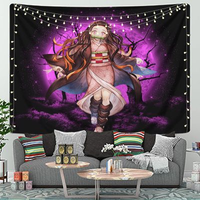 Nezuko Demon Slayer Moonlight Tapestry Room Decor
