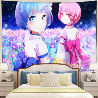 Ram And Rem ReZero Anime Tapestry Room Decor