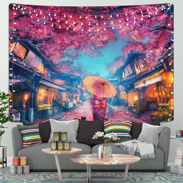 Sakura Japan Girl Tapestry Room Decor