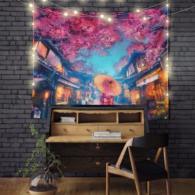 Sakura Japan Girl Tapestry Room Decor