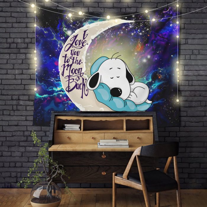 Snoopy Love You To The Moon Galaxy Tapestry Room Decor