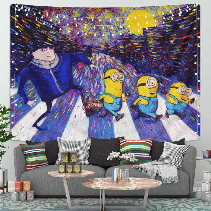 Starry Night Despicable Me Minions Tapestry Room Decor