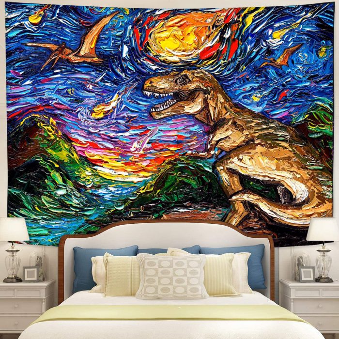 Starry Night Dinosaurs Tapestry Room Decor