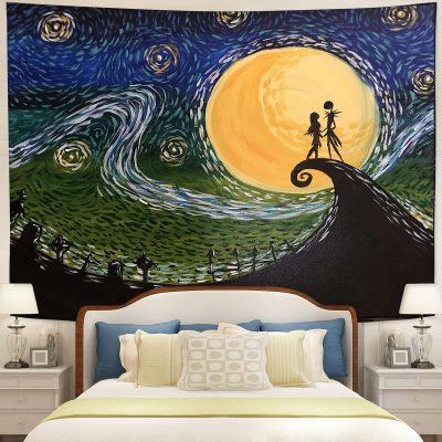 Starry Night Nightmare Before Christmas Tapestry Room Decor