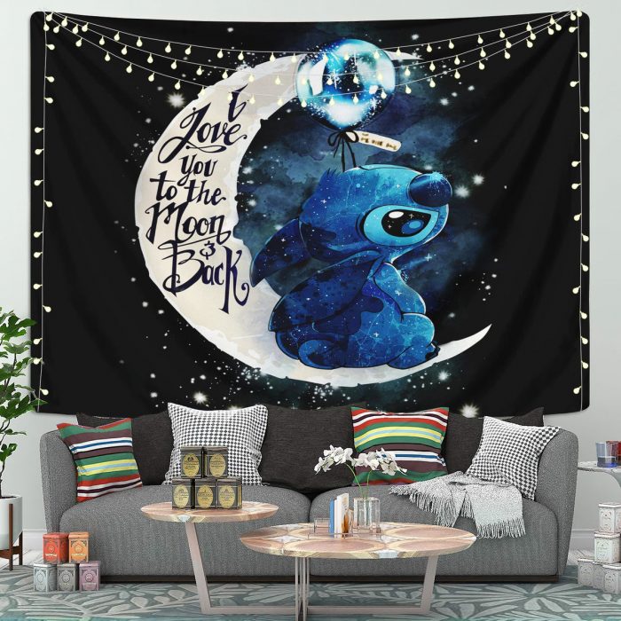 Stitch Love Moon And Back Tapestry Room Decor