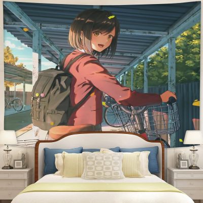 Student Anime Girl Tapestry Room Decor