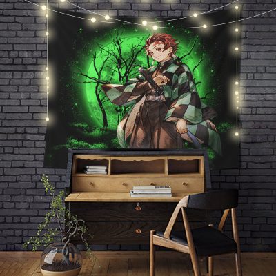 Tanjiro Demon Slayer Moonlight Tapestry Room Decor