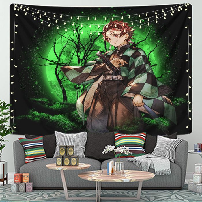 Tanjiro Demon Slayer Moonlight Tapestry Room Decor