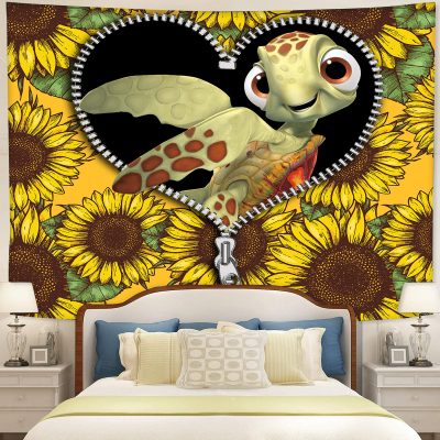 Turtle Sunflower Zipper Tapestry Room Decor