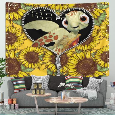 Turtle Sunflower Zipper Tapestry Room Decor