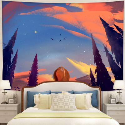 Upto The Sky Lofi Tapestry Room Decor