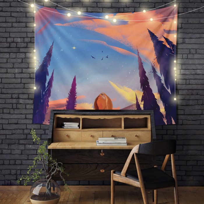 Upto The Sky Lofi Tapestry Room Decor