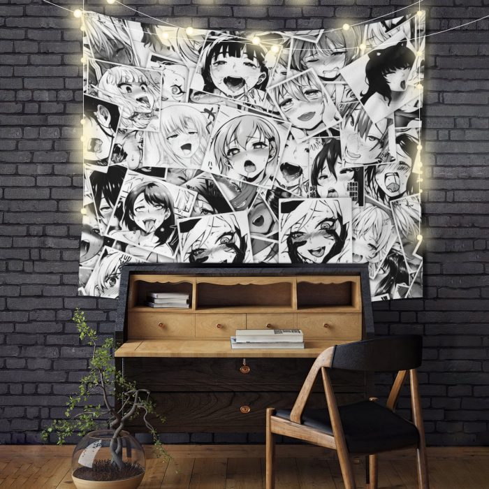 Ahegao Anime Girl Tapestry Room Decor