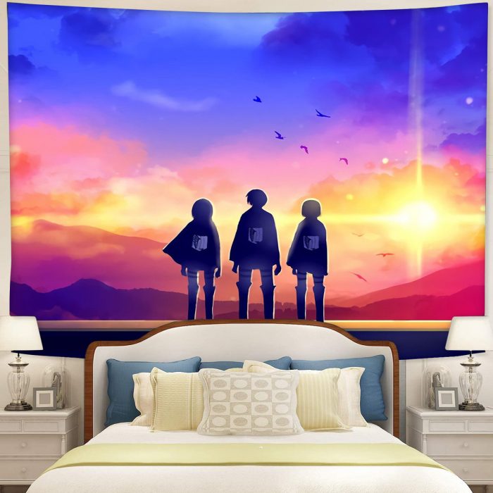 Attack On Titan Sunset Anime Tapestry Room Decor