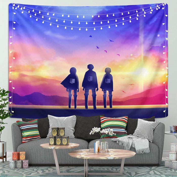 Attack On Titan Sunset Anime Tapestry Room Decor