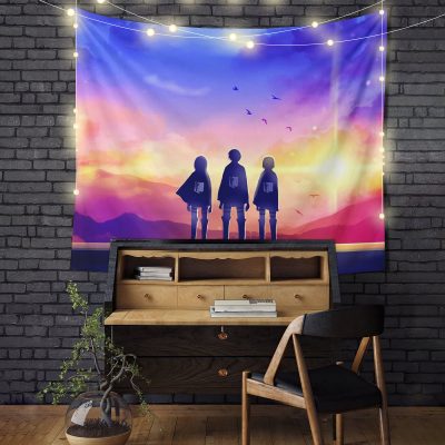 Attack On Titan Sunset Anime Tapestry Room Decor