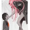 darling in the franxx hiro and zero two canvas gray white - Anime Tapestry Store