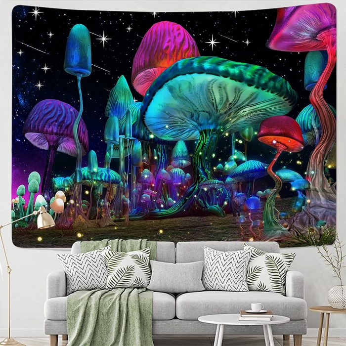 Fantasy Mushroom Night Tapestry Room Decor