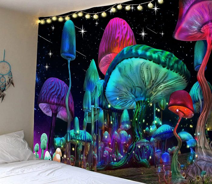 Fantasy Mushroom Night Tapestry Room Decor