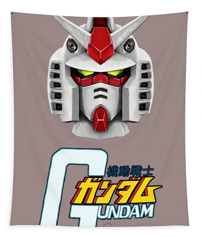 gundam head logo andrea gatti transparent - Anime Tapestry Store