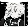 hunter x hunter killua zoldyuc drinking soda fantasy anime transparent - Anime Tapestry Store