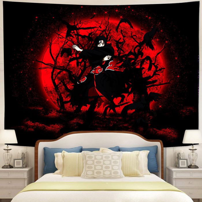 Itachi Moon Red Moonlight Tapestry Room Decor