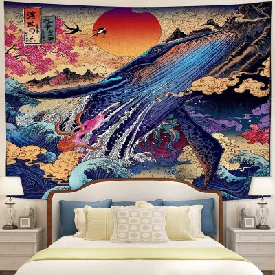 Whale Japanese Style Art Tapestry Room Decor