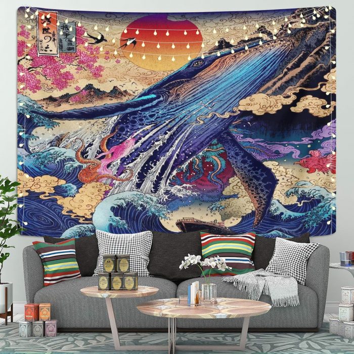 Whale Japanese Style Art Tapestry Room Decor