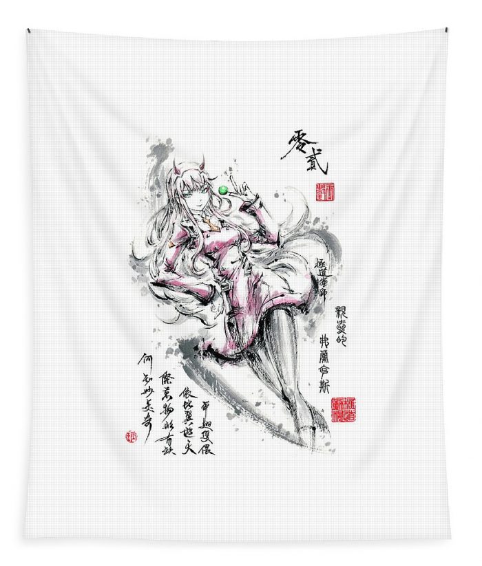 japanese ink zero two darling in the franxx jihu - Anime Tapestry Store