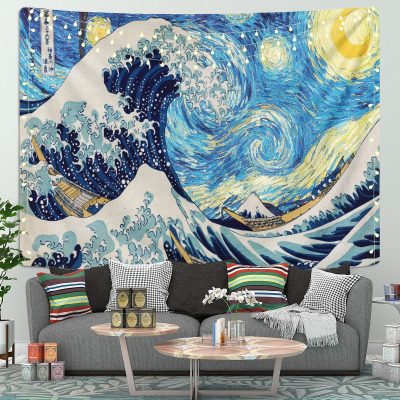 Japanese Wave The Starry Night Tapestry Room Decor